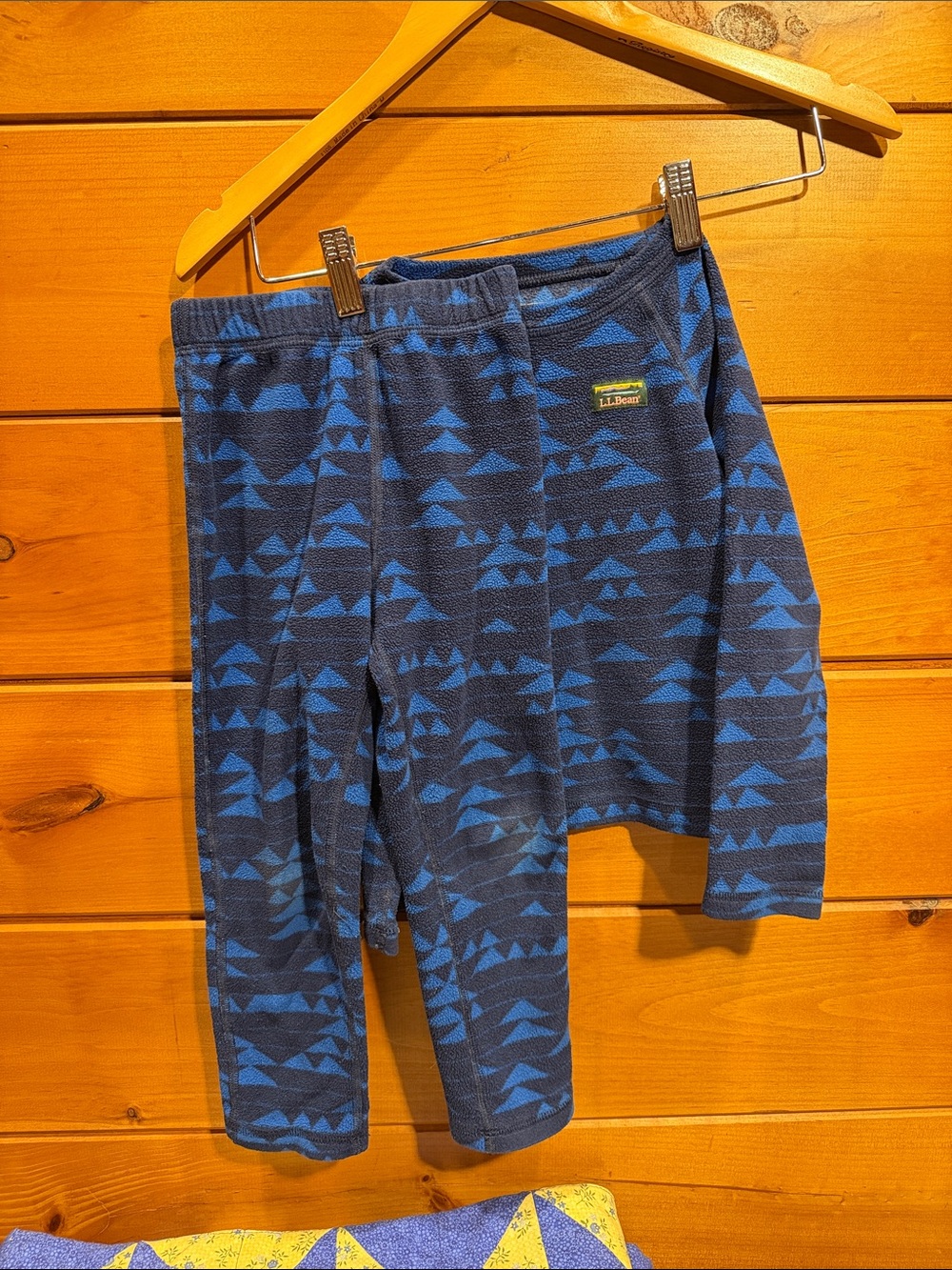 L.L. Bean Navy and Blue Geometric Fleece set 4T